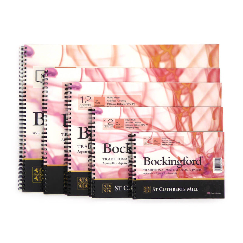 Bockingford Spiral Bound Watercolour Paper Pads (300gsm/140lb) - Hot Pressed
