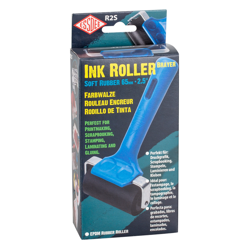 Soft Rubber Ink Roller (Blue Handle)