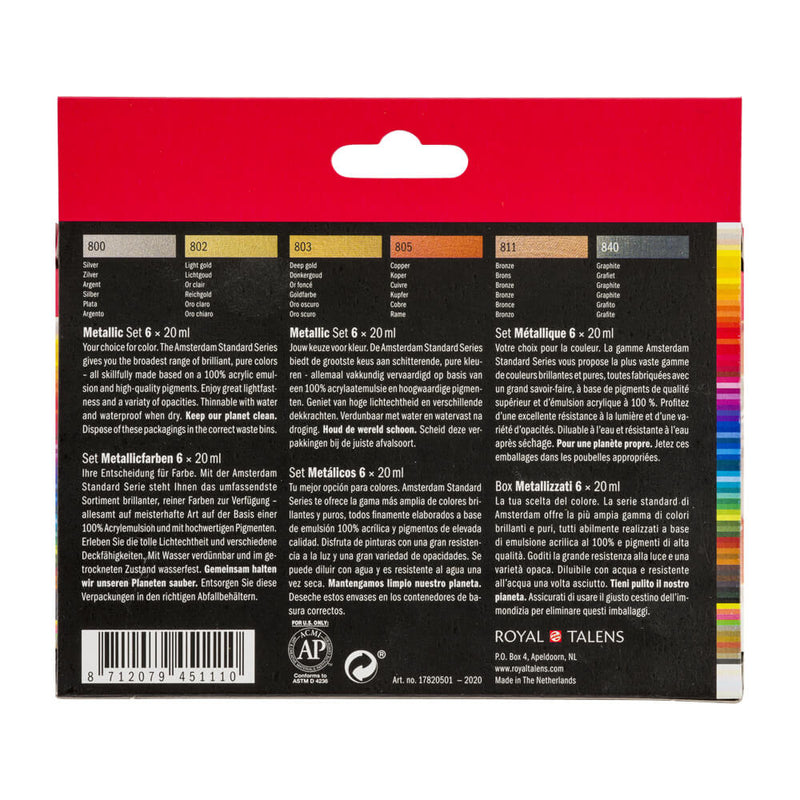 Amsterdam Acrylic Metallic Set 6 x 20ml