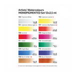 Rosa Gallery Artists' Watercolours Monopigmented Set (12 Whole Pans)