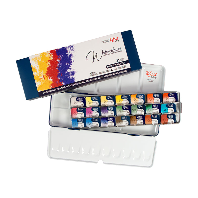 Rosa Gallery Artists' Watercolours Monopigmented Set (21 Whole Pans)