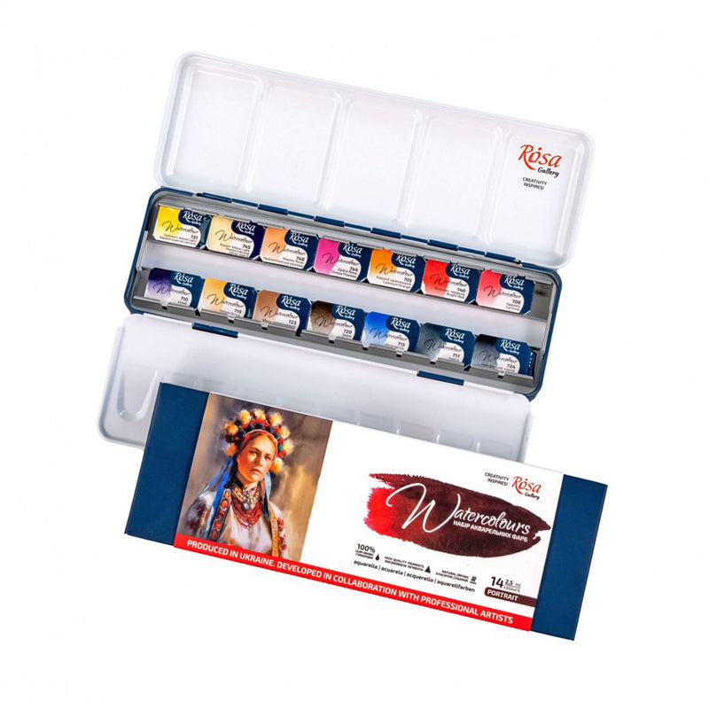 ROSA Gallery Artists' Watercolours Portrait Set (14 Whole Pans)