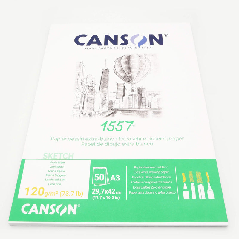 Canson 1557 180gsm A5, A4, A3 sketching drawing paper pad book spiral or  gummed