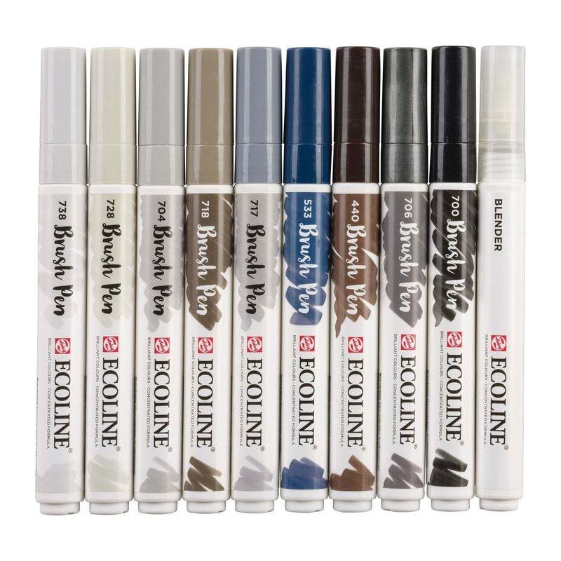 Ecoline Brush Pens - Grey (Set of 10)