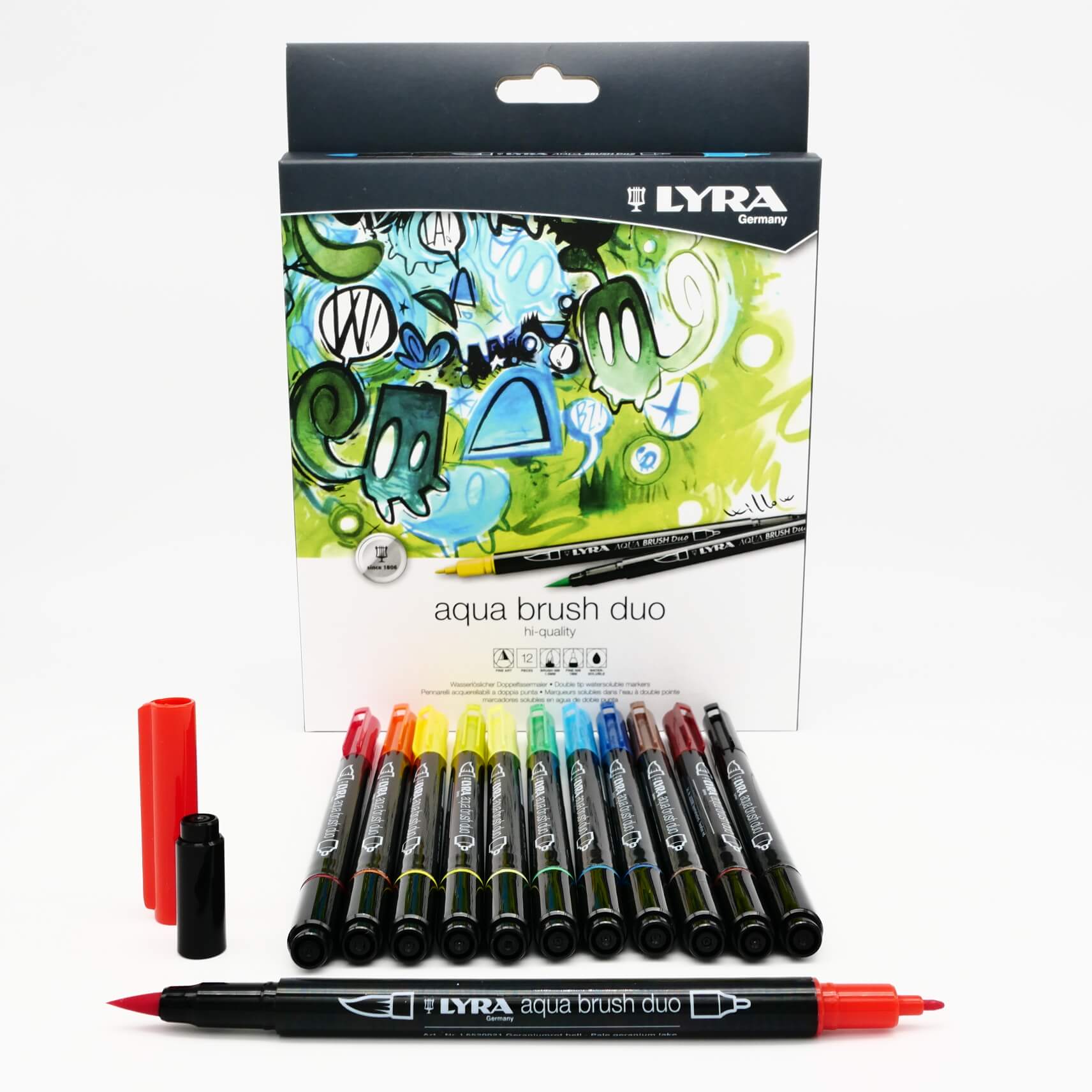 Boite feutre pinceau aquarelle LYRA - 12 feutres aqua brush duo L6521120