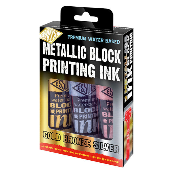 Metallic Block Printing Ink Metallic (Pack of 3 x 100ml) – Details Art ...