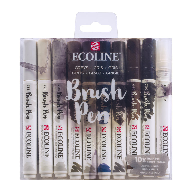 Ecoline Brush Pens - Grey (Set of 10)